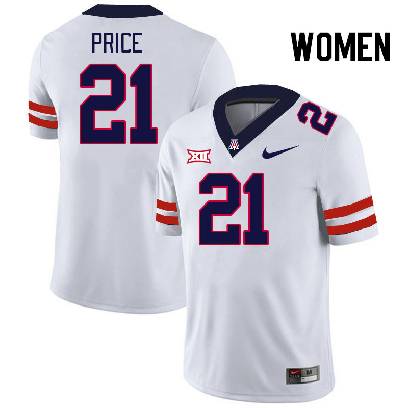 Women #21 Johno Price Arizona Wildcats Big 12 Conference College Football Jerseys Stitched-White